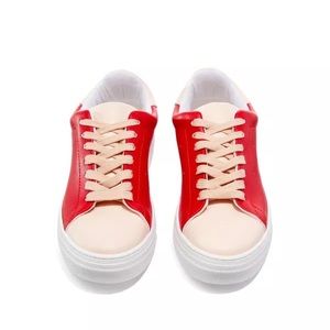 NWT Alice&Olivia women’s leather sneakers pink red